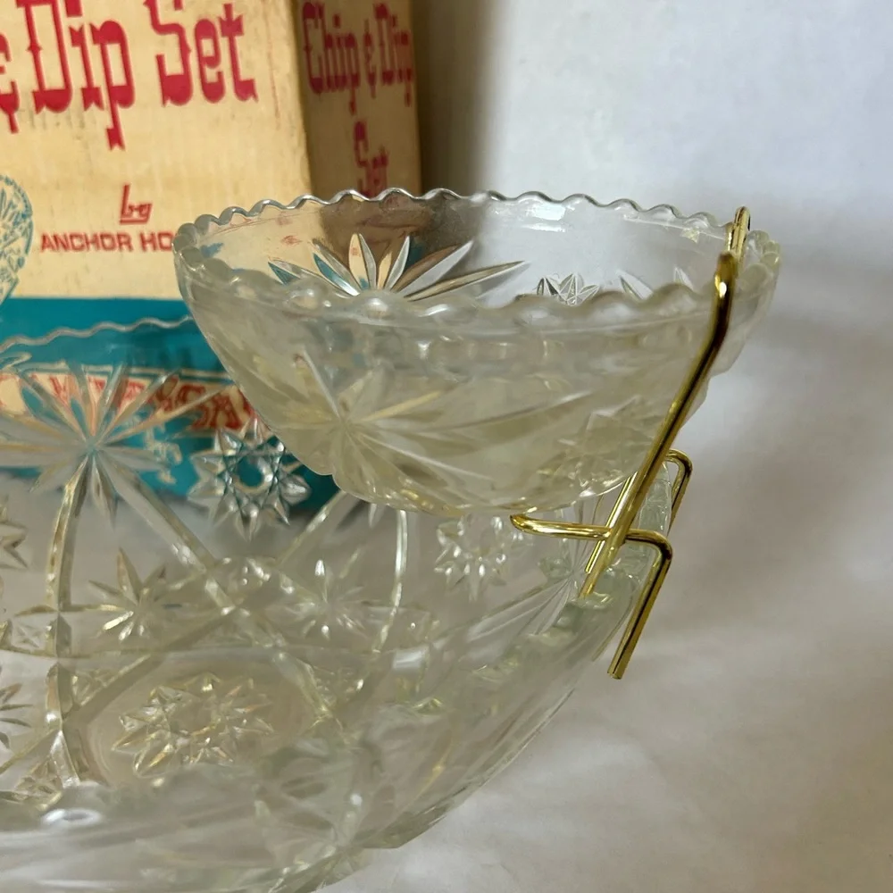 Chip And Dip 3 piece Set‎ 700-733 Anchor Hocking Early American Prescut Vintage